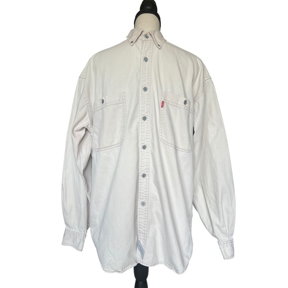 Levi's Vintage Large Button Down Shirt Men's Long Sleeve Tan Casual Workwear - Picture 1 of 9